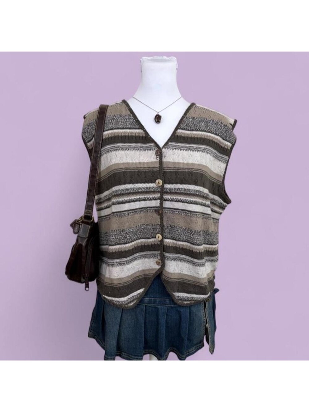 90s striped granola girl vest